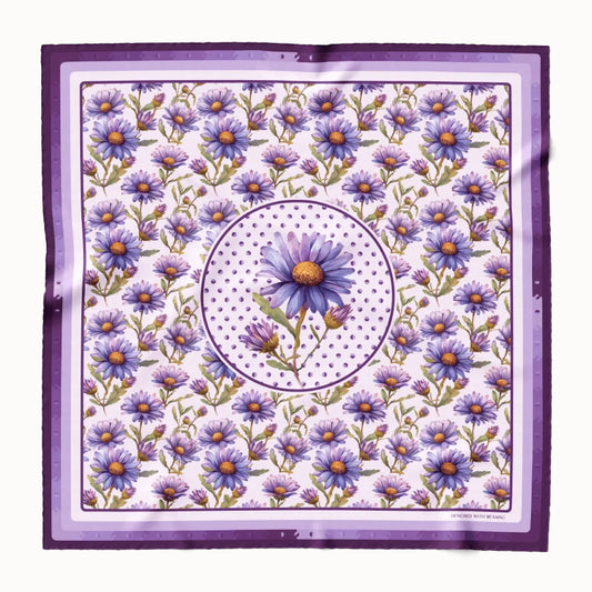 Aster Flower Silk Scarf 90, Designed With Meaning