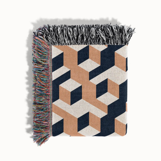 Aligned Designer Woven Throw Blanket, Sand and Ink, Personalized Gift, Designed With Meaning