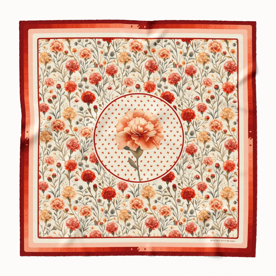 Carnation Flower Silk Scarf 90, Designed With Meaning