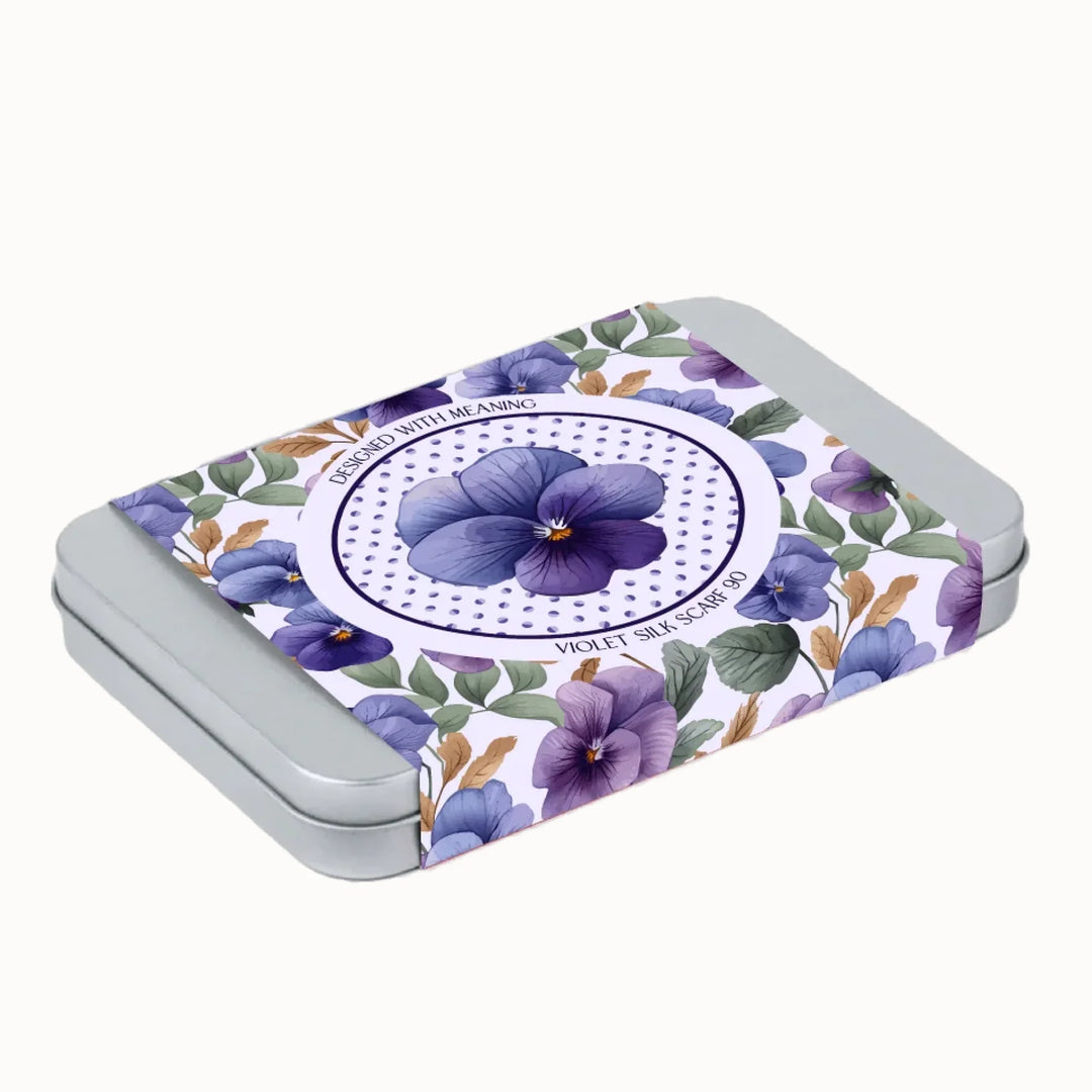 Violet Flower Silk Scarf 90, Designed With Meaning