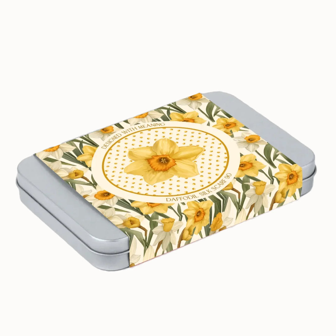 Daffodil Flower Silk Scarf 90, Designed With Meaning