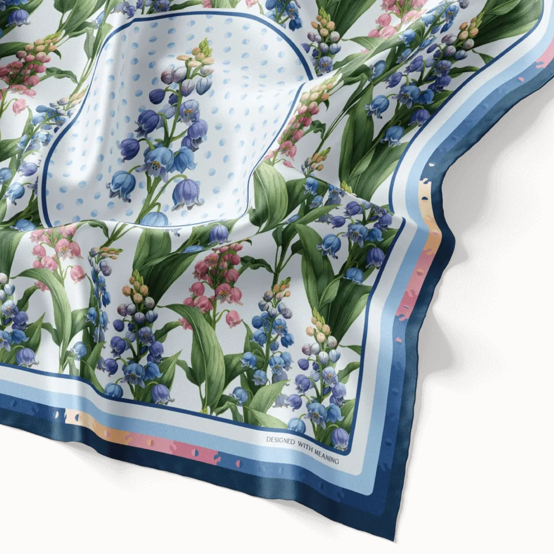 Lily of the Valley Flower Silk Scarf 90, Designed With Meaning