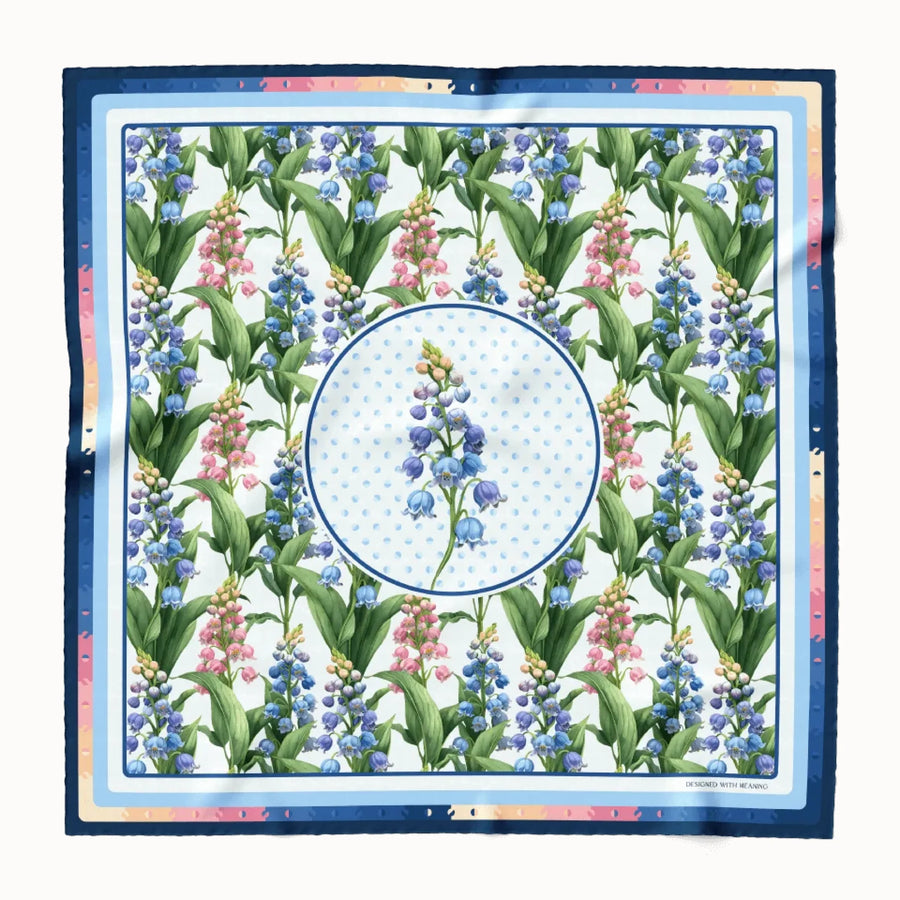 Lily of the Valley Flower Silk Scarf 90, Designed With Meaning