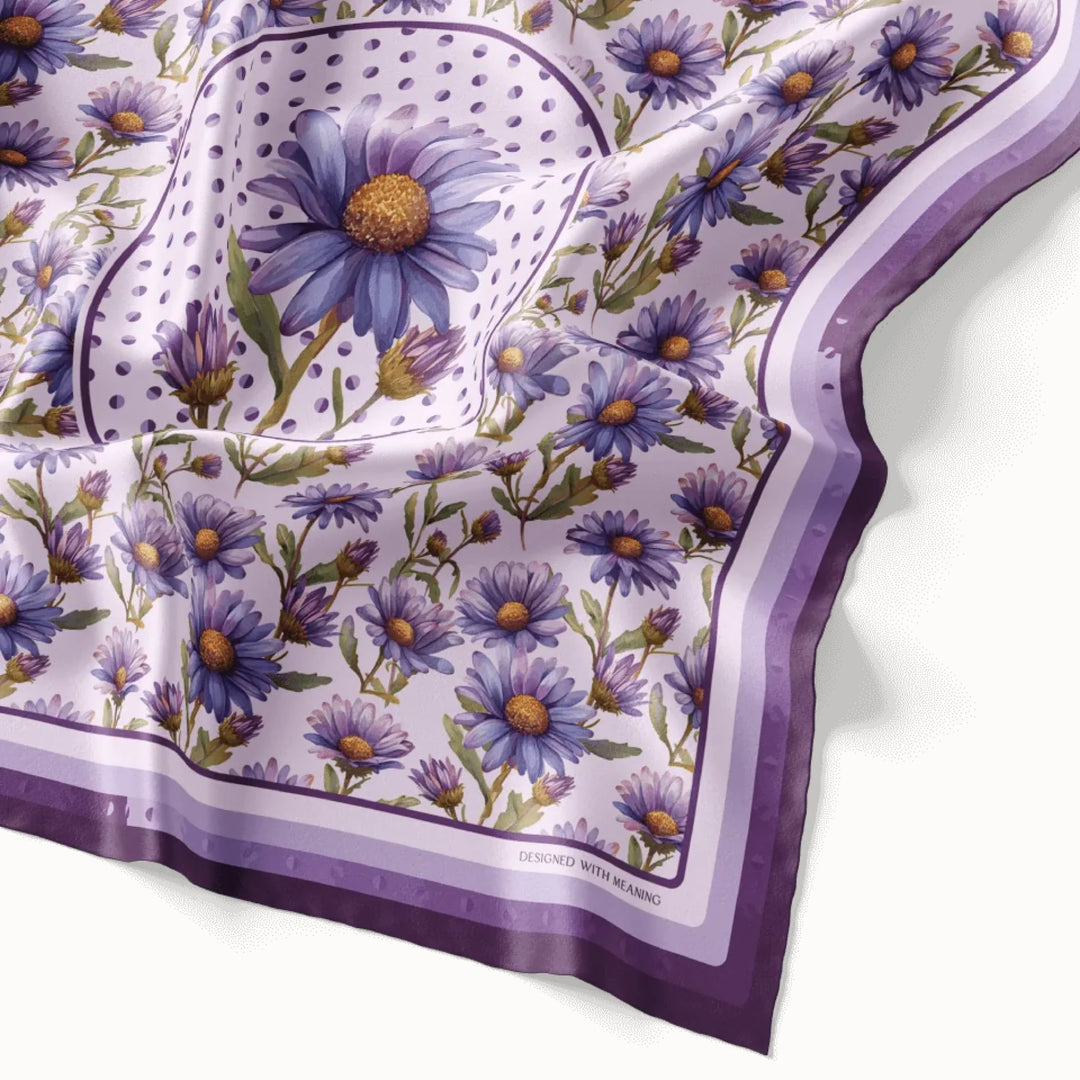 Aster Flower Silk Scarf 90, Designed With Meaning