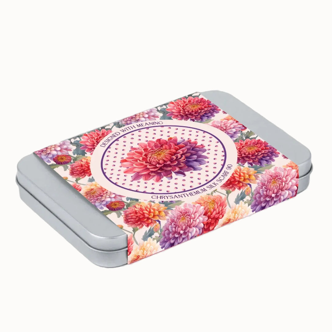 Chrysanthemum Flower Silk Scarf 90, Designed With Meaning