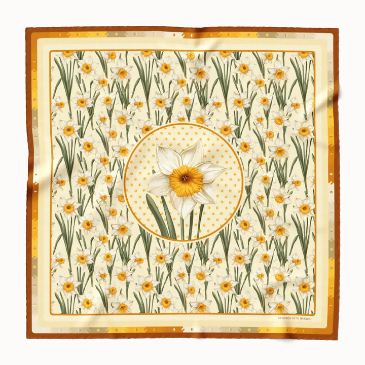 Narcissus Flower Silk Scarf 90, Designed With Meaning