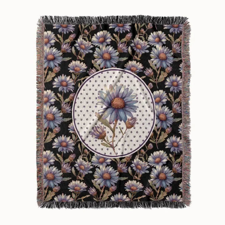 Aster Flower Woven Throw Blanket, In Bloom Collection, Designed With Meaning
