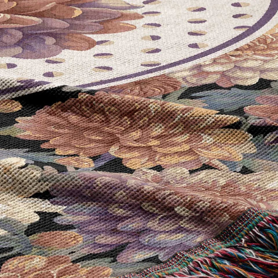 Chrysanthemum Flower Woven Throw Blanket, In Bloom Collection, Designed With Meaning