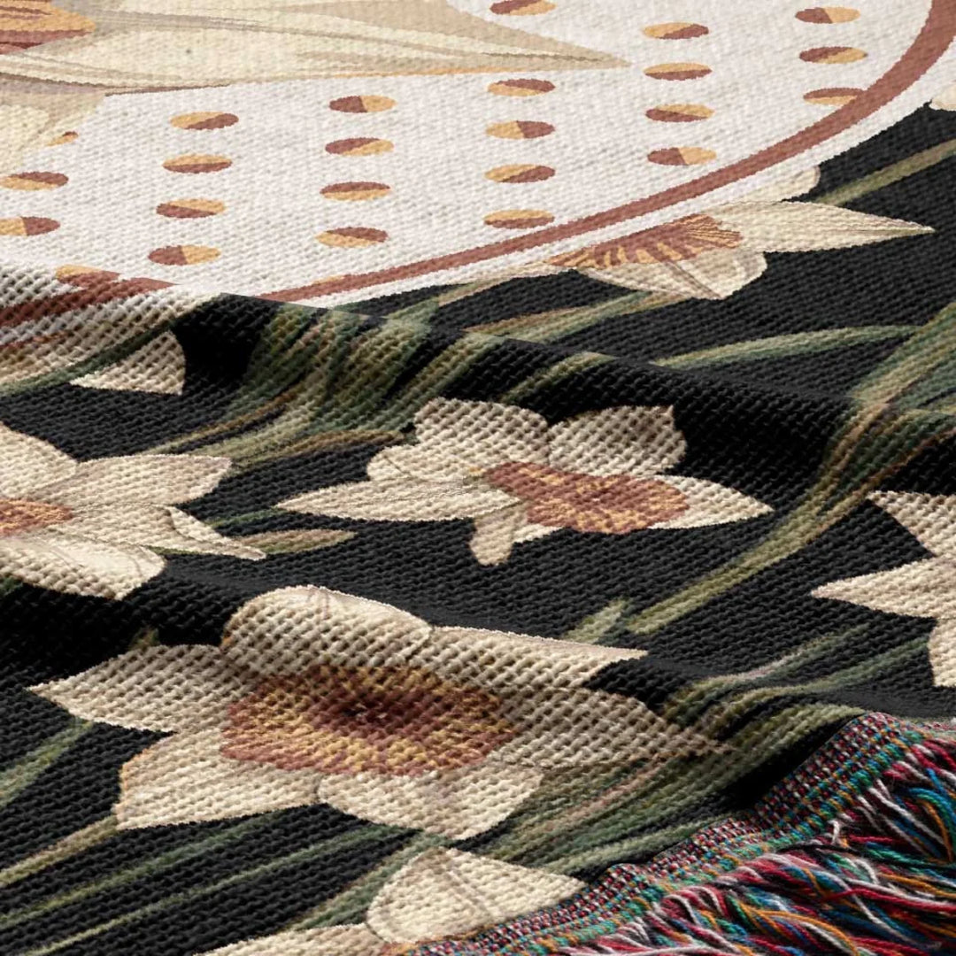 Narcissus Flower Woven Throw Blanket, In Bloom Collection, Designed With Meaning