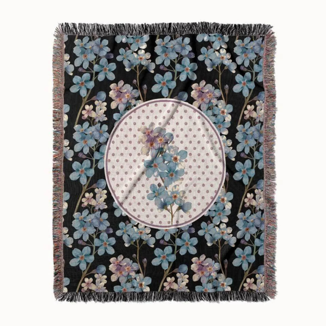 Forget-Me-Not Flower Woven Throw Blanket, In Bloom Collection, Designed With Meaning