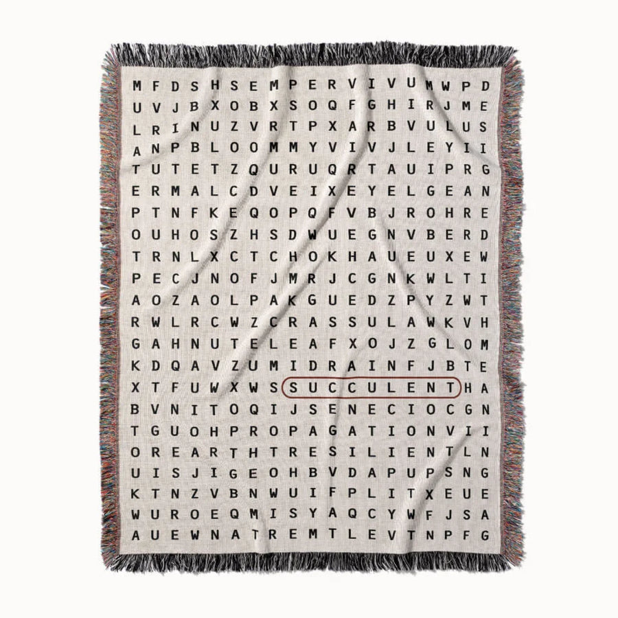 Succulent Word Search Studio Woven Throw Blanket, Designed With Meaning