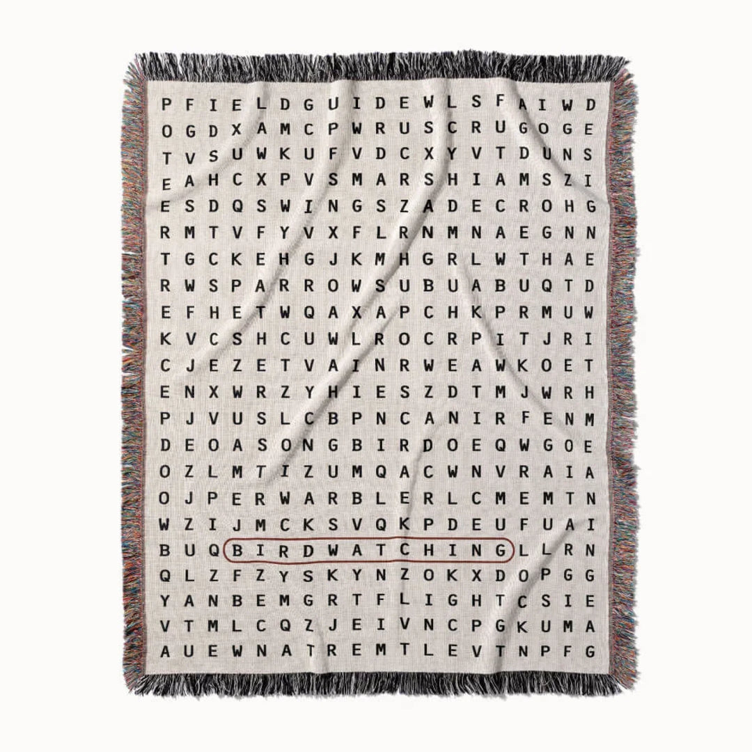 Birdwatching Word Search Studio Woven Throw Blanket, Designed With Meaning