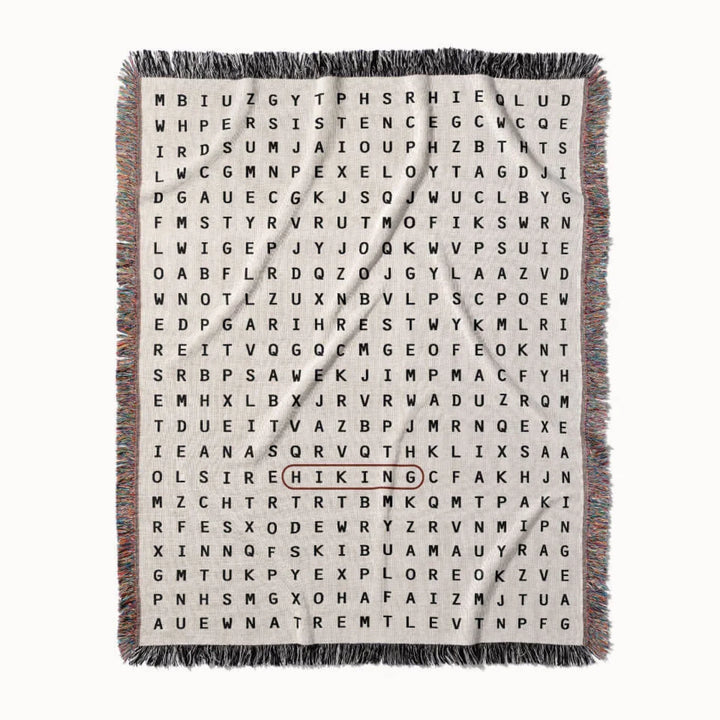 Hiking Word Search Studio Woven Throw Blanket, Designed With Meaning