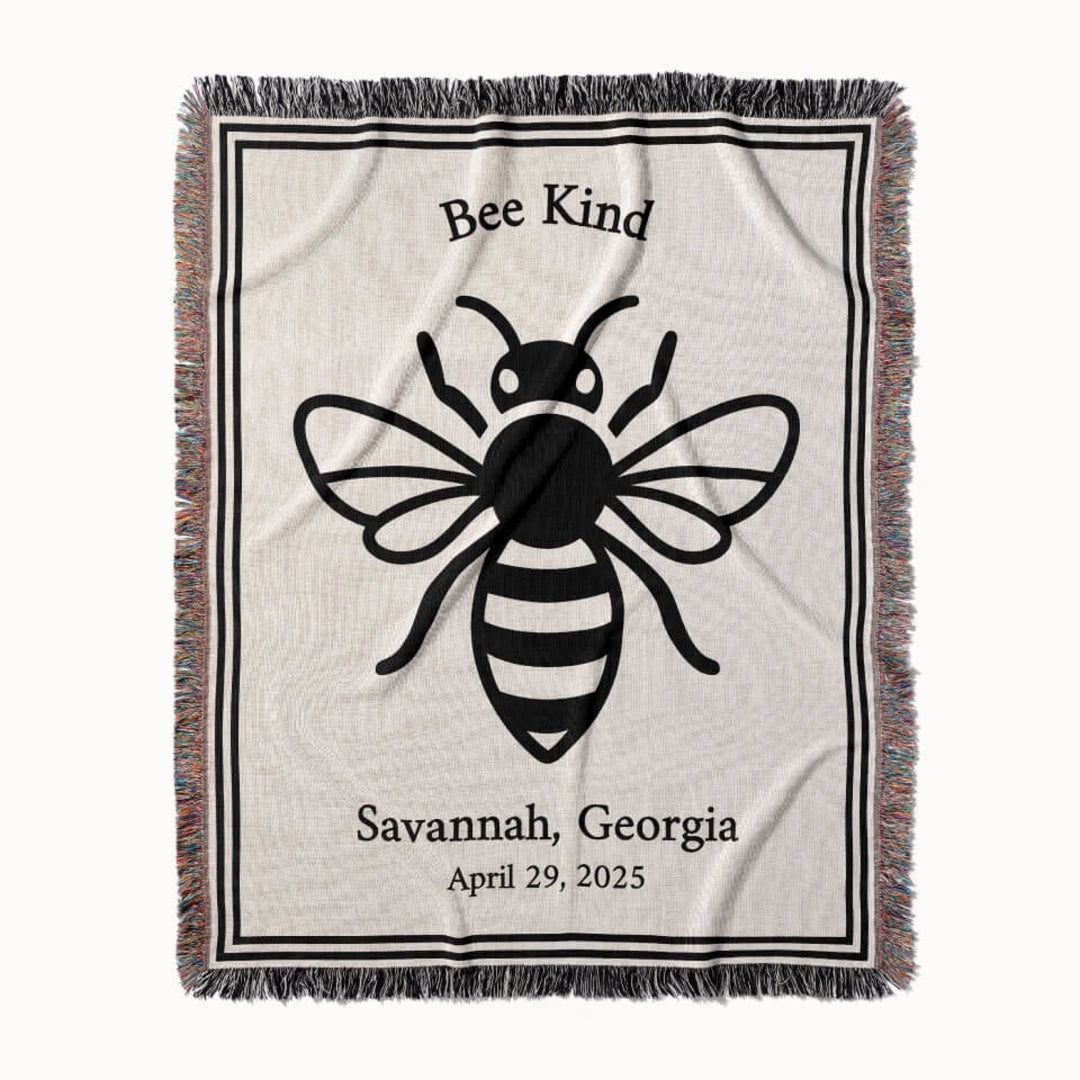 The Honeybee Woven Throw Blanket, Personalized Gift, Designed With Meaning