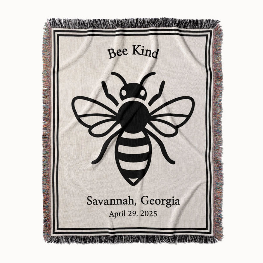 The Honeybee Woven Throw Blanket, Personalized Gift, Designed With Meaning