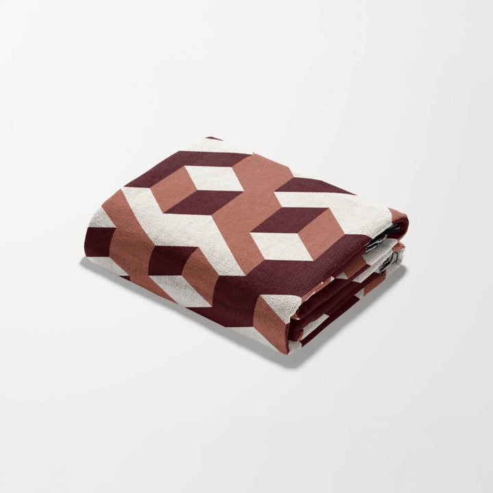 Aligned Designer Woven Throw Blanket, Clay and Garnet, Personalized Gift, Designed With Meaning