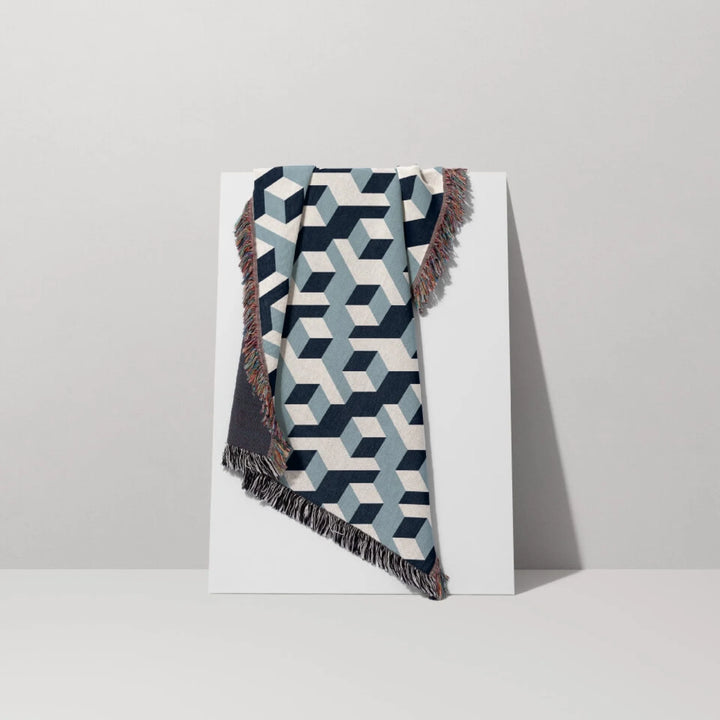 Aligned Designer Woven Throw Blanket, Slate and Glacier, Personalized Gift, Designed With Meaning