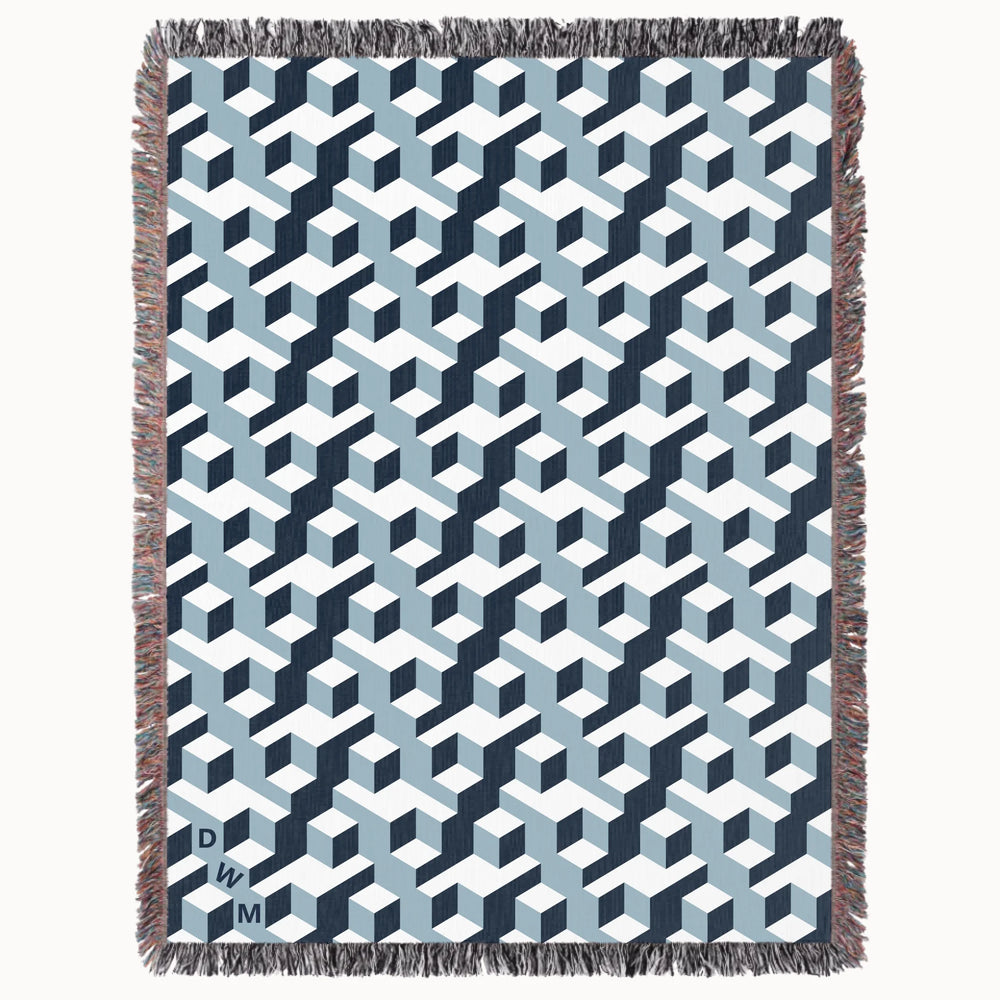 Aligned Designer Woven Throw Blanket, Slate and Glacier, Personalized Gift, Designed With Meaning