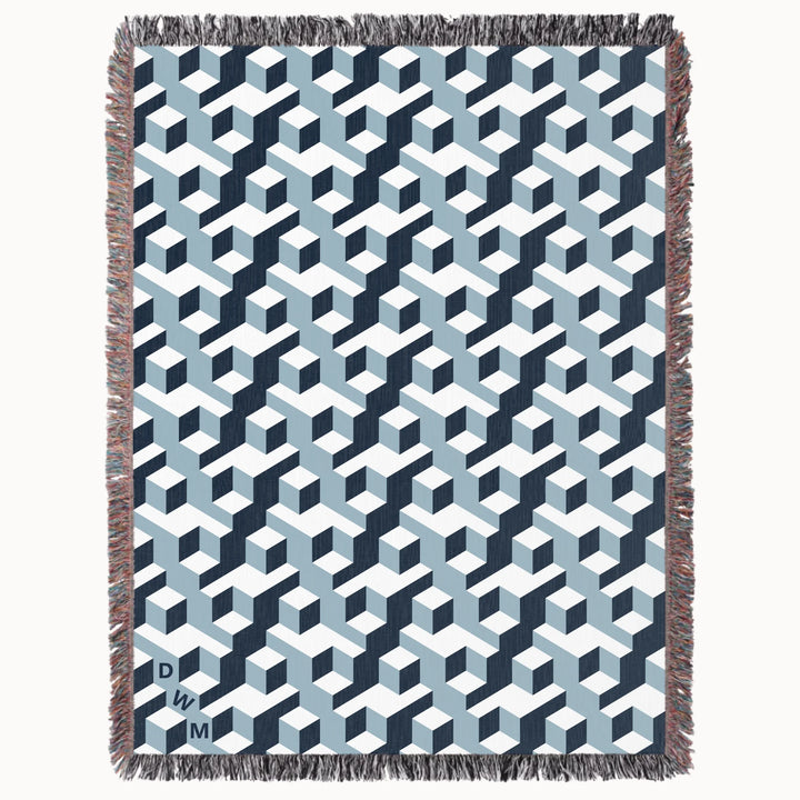 Aligned Designer Woven Throw Blanket, Slate and Glacier, Personalized Gift, Designed With Meaning