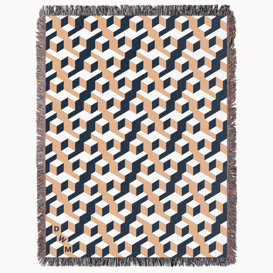 Aligned Designer Woven Throw Blanket, Sand and Ink, Personalized Gift, Designed With Meaning