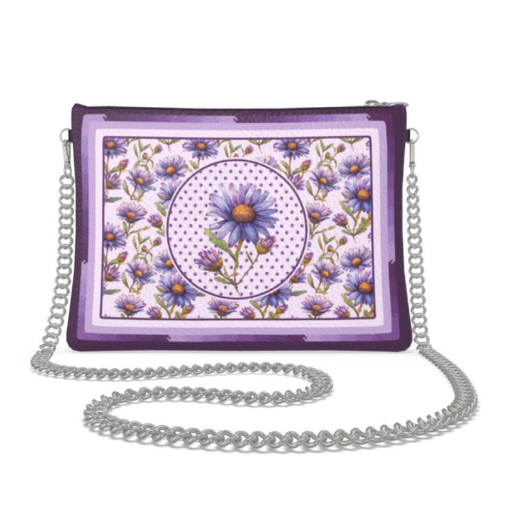 Aster Flower Zip Crossbody, Leather Handbag, Designed With Meaning