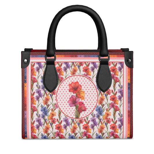 Gladiolus Flower Mini Shopper, Leather Handbag, Designed With Meaning