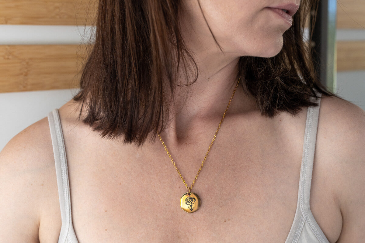 January Birth Flower Necklace, Personalized Birthday Gift for Her, Custom Carnation Jewelry, Designed With Meaning