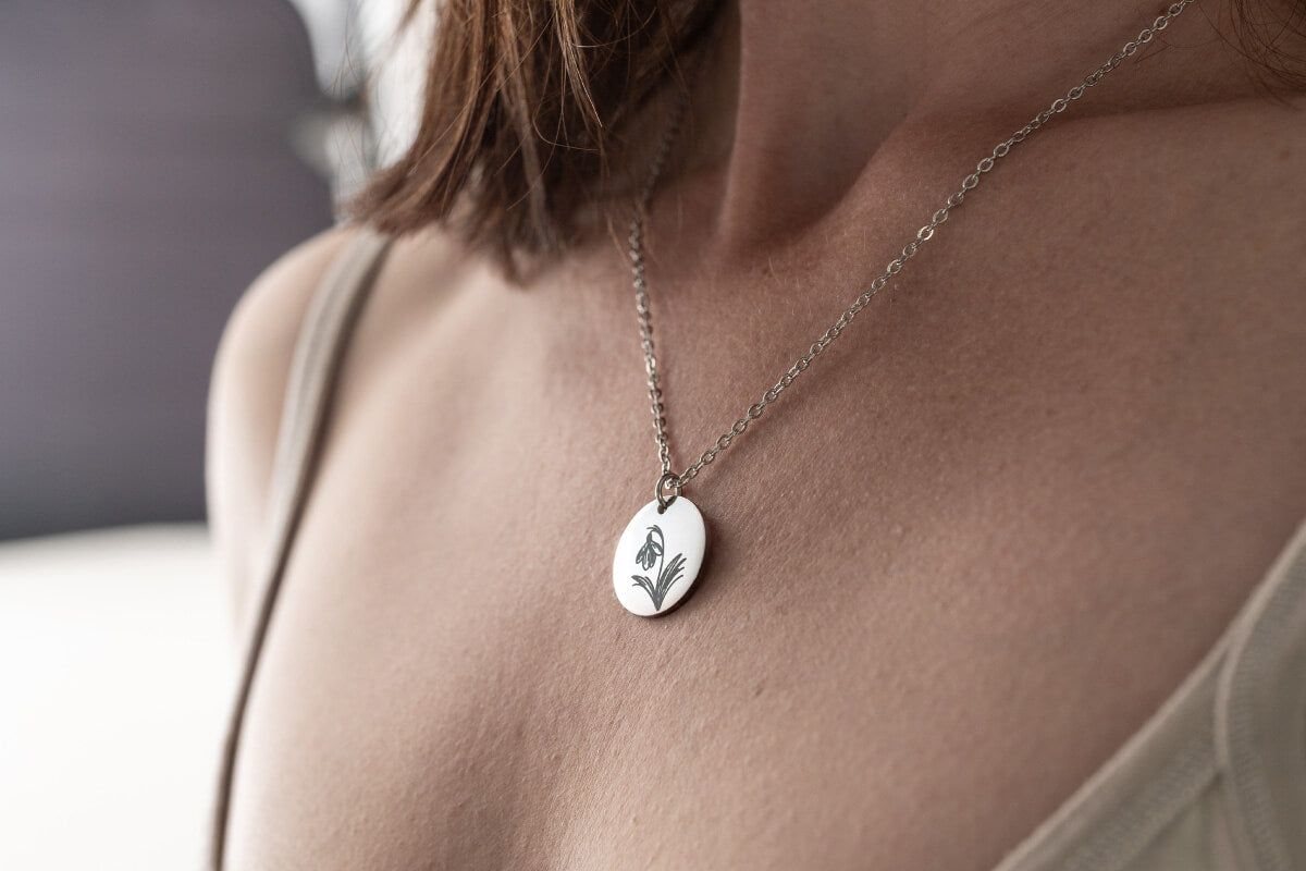 January Birth Flower Necklace, Personalized Birthday Gift for Her, Custom Snowdrop Jewelry, Designed With Meaning