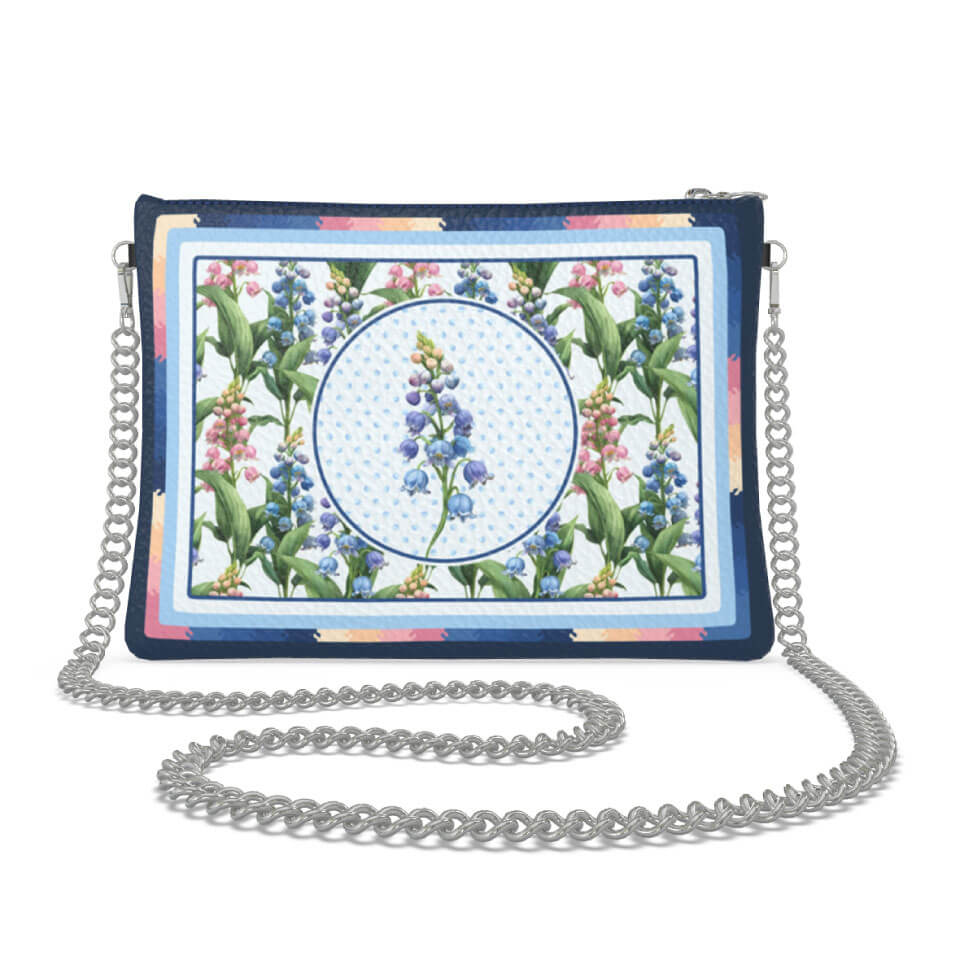 Lily of the Valley Flower Zip Crossbody, Leather Handbag, Designed With Meaning