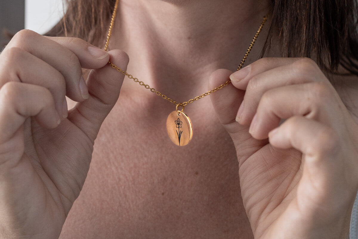 March Birth Flower Necklace, Personalized Birthday Gift for Her, Custom Daffodil Jewelry, Designed With Meaning