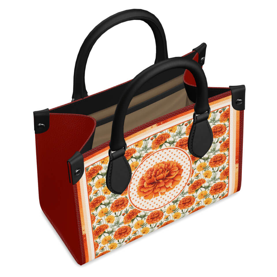 Marigold Flower Mini Shopper, Leather Handbag, Designed With Meaning