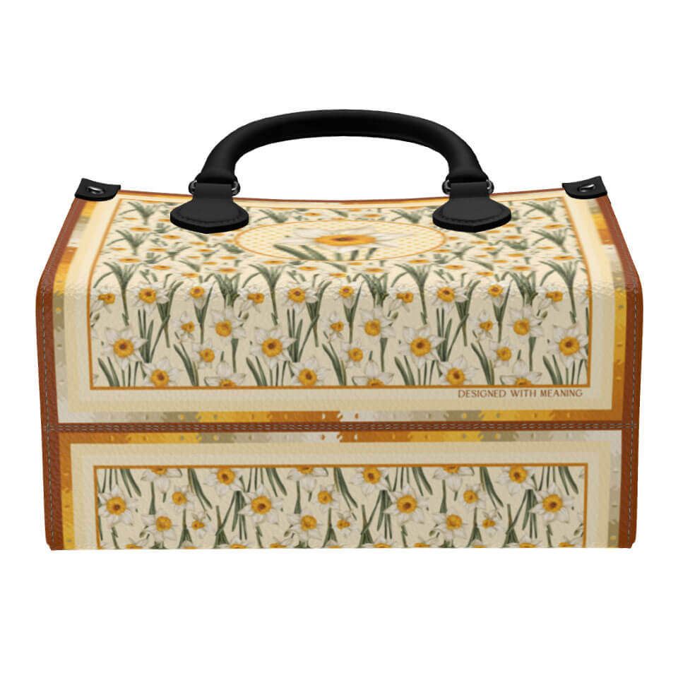 Narcissus Flower Mini Shopper, Leather Handbag, Designed With Meaning