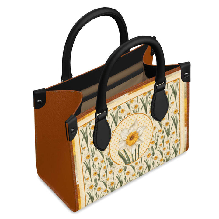 Narcissus Flower Mini Shopper, Leather Handbag, Designed With Meaning