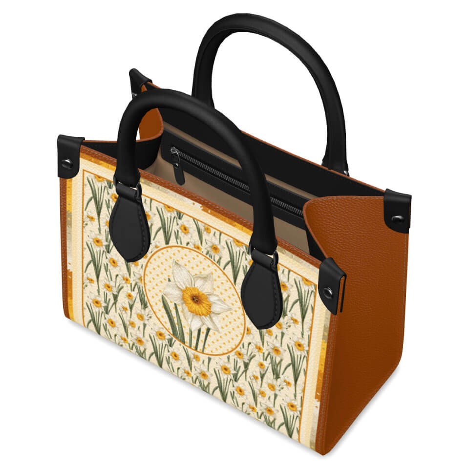 Narcissus Flower Mini Shopper, Leather Handbag, Designed With Meaning