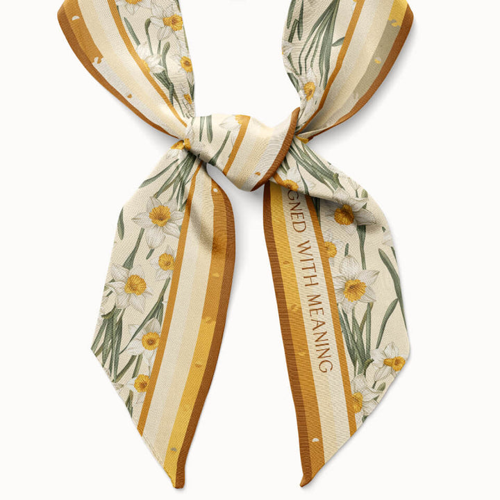 Narcissus Flower Silk Ribbon Scarf, Designed With Meaning