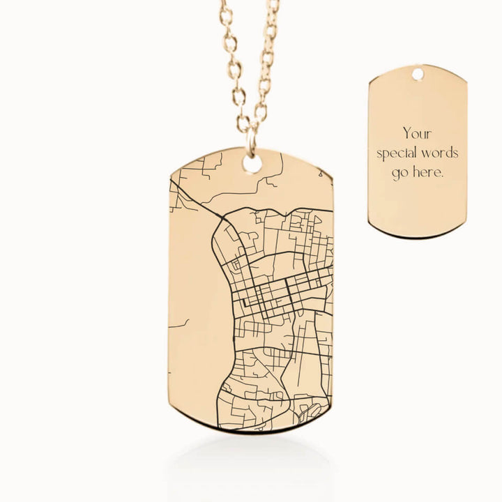 Tag City Street Map Necklace in Gold, Personalized Gift, Designed With Meaning