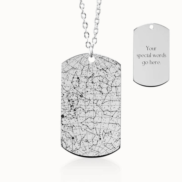 Tag Star Map Necklace in Silver, Personalized Gift, Designed With Meaning